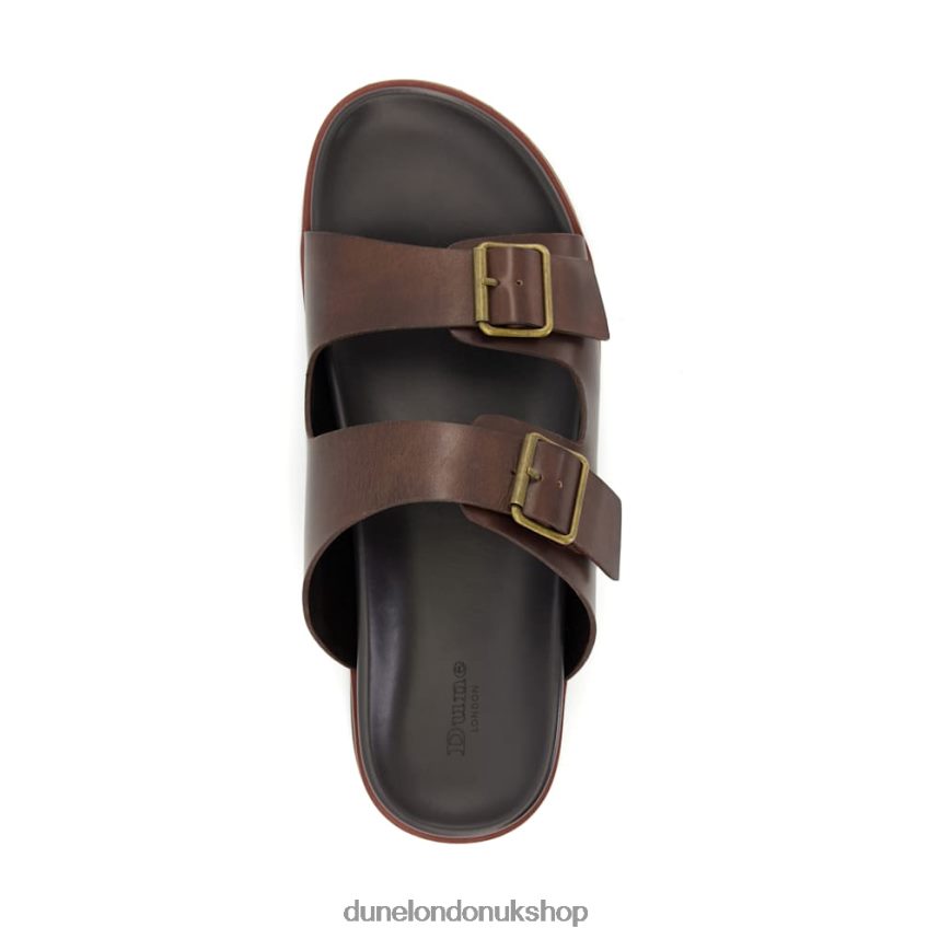 Casual Buckle-Strap Leather Sandals Men N4BBPB784 Dune London Itare Brown