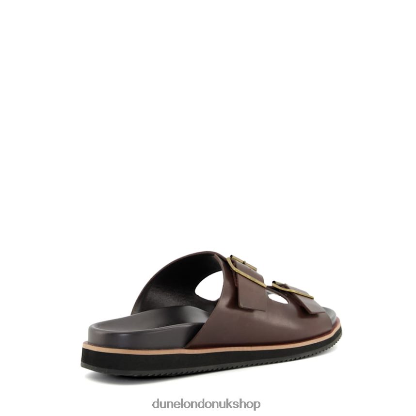 Casual Buckle-Strap Leather Sandals Men N4BBPB784 Dune London Itare Brown