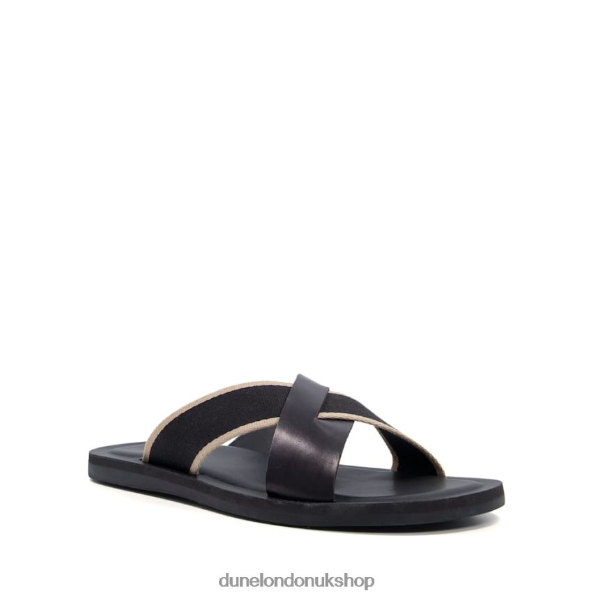 Cross-Strap Sliders Men N4BBPB741 Dune London Ideal Black - Click Image to Close