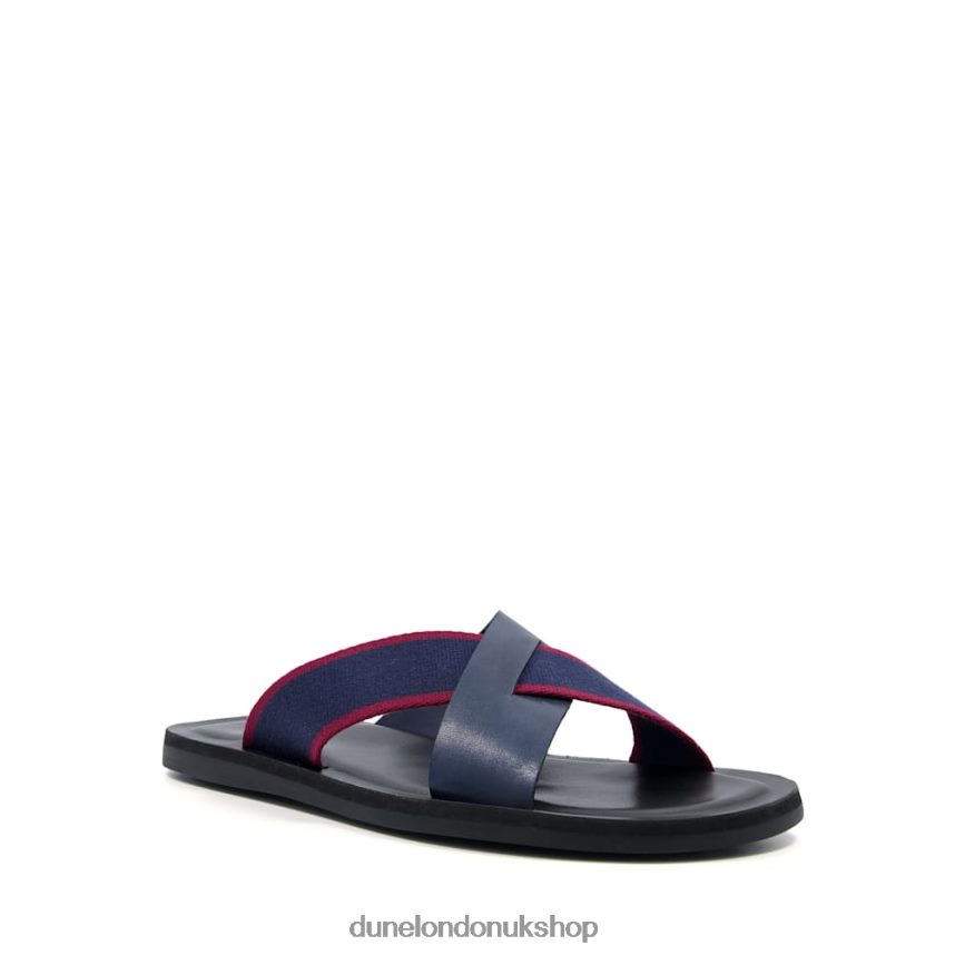 Cross-Strap Sliders Men N4BBPB790 Dune London Ideal Navy - Click Image to Close