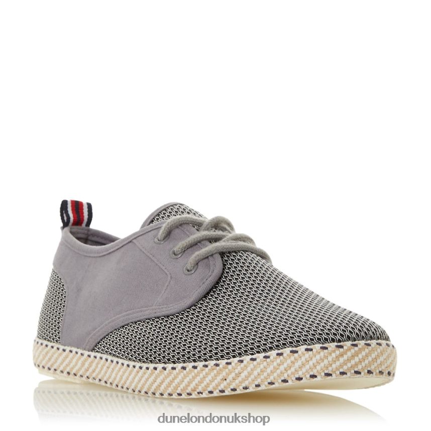 Mesh Lace-Up Espadrilles Men N4BBPB865 Dune London Flash Grey - Click Image to Close