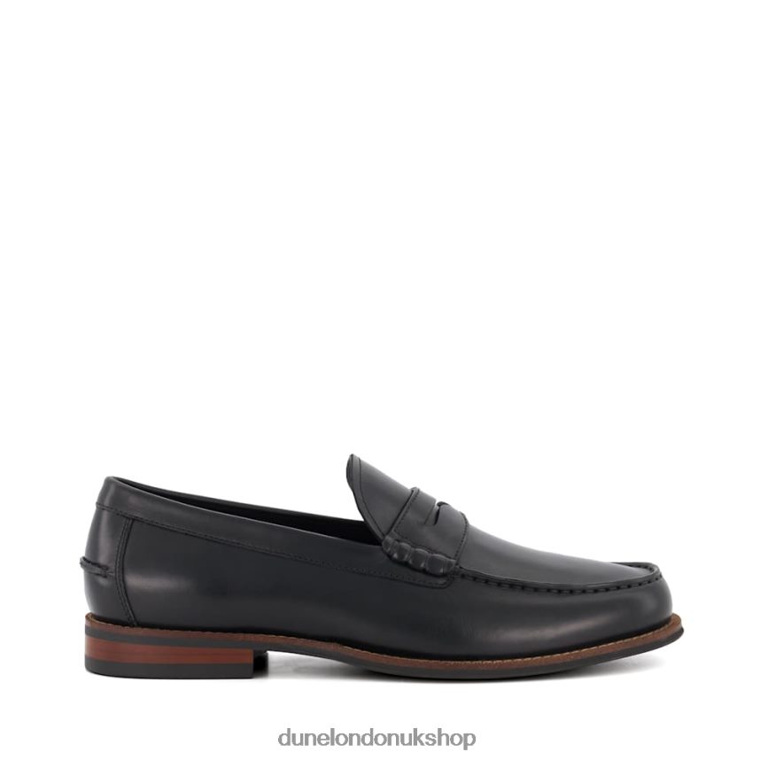 Leather Penny-Trim Loafers Men N4BBPB688 Dune London Samson Black