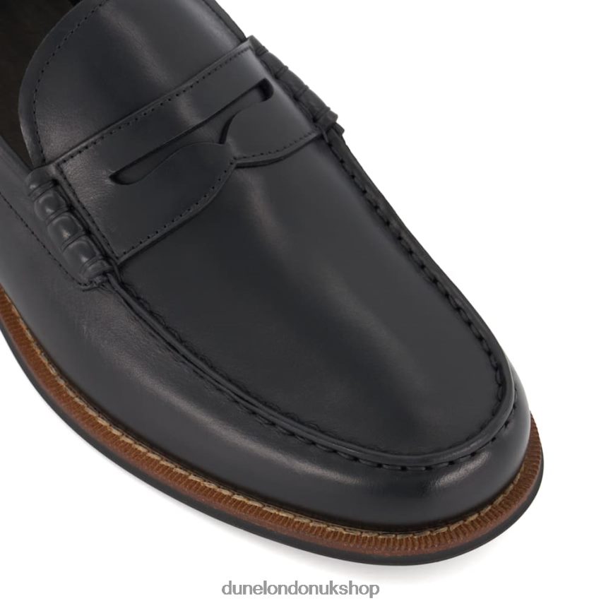 Leather Penny-Trim Loafers Men N4BBPB688 Dune London Samson Black