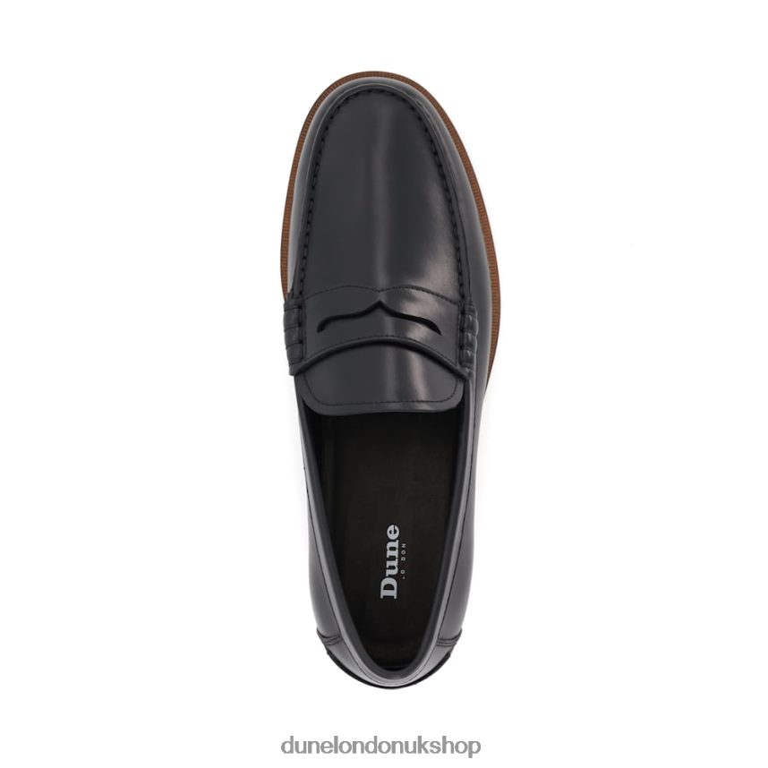 Leather Penny-Trim Loafers Men N4BBPB688 Dune London Samson Black