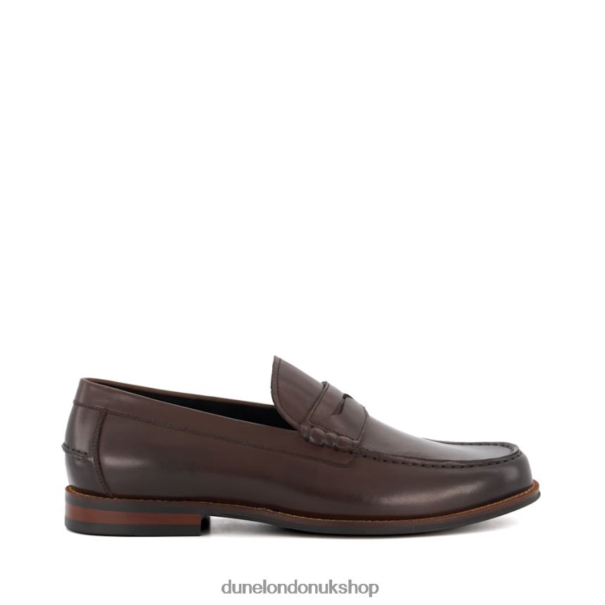 Leather Penny-Trim Loafers Men N4BBPB689 Dune London Samson Brown