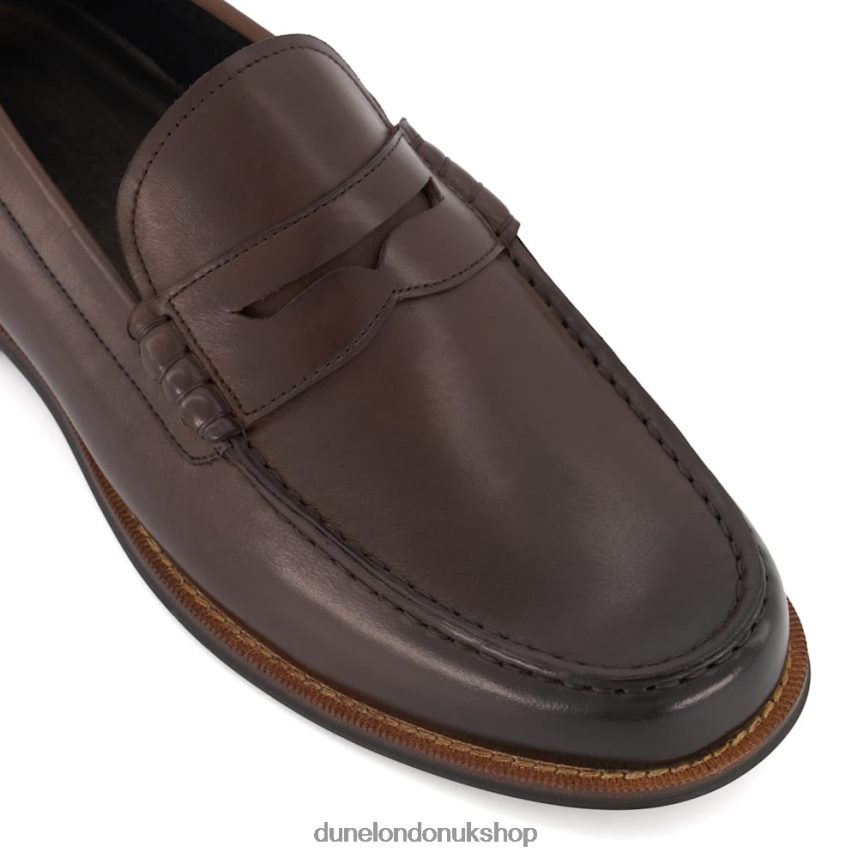 Leather Penny-Trim Loafers Men N4BBPB689 Dune London Samson Brown