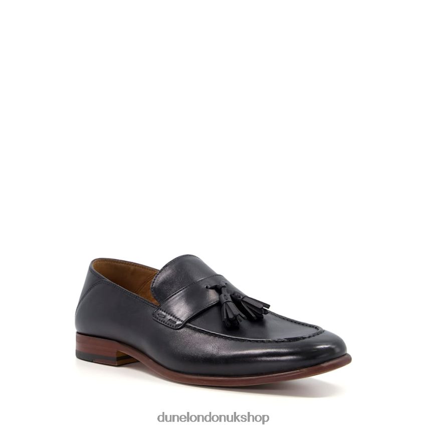 Leather Tassel Trimmed Loafers Men N4BBPB733 Dune London Support Black - Click Image to Close