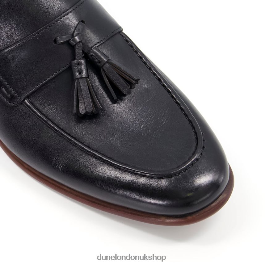 Leather Tassel Trimmed Loafers Men N4BBPB733 Dune London Support Black