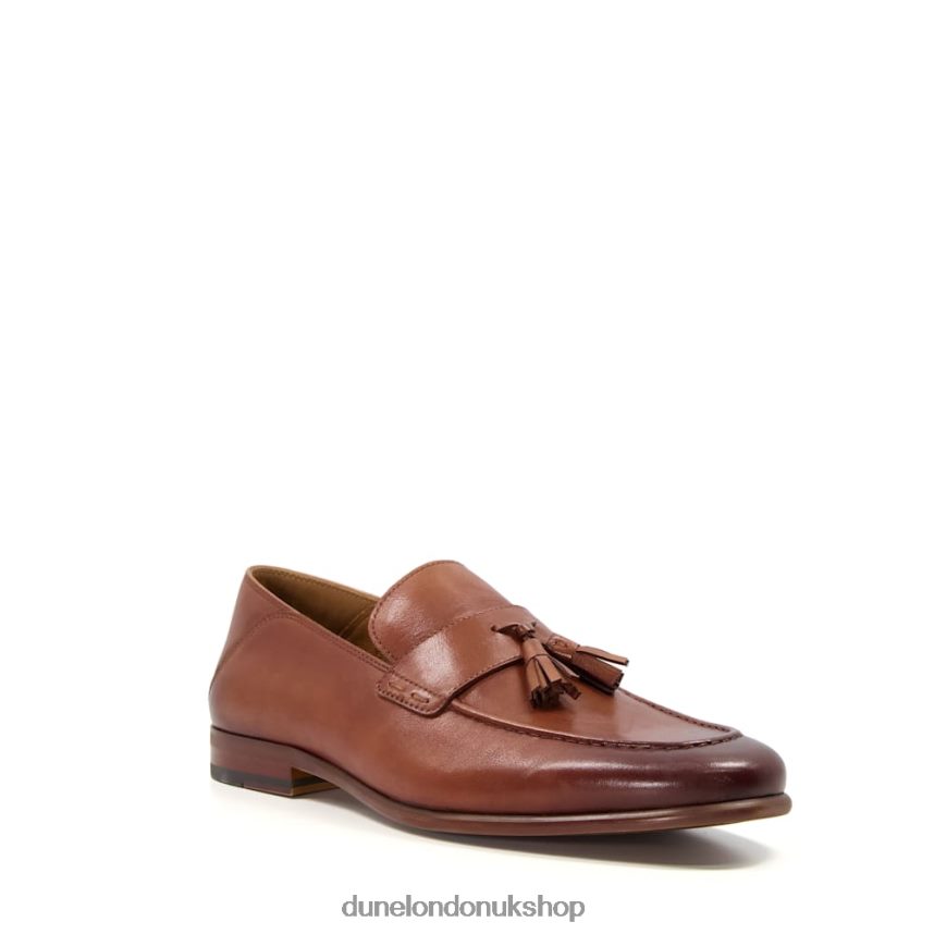 Leather Tassel Trimmed Loafers Men N4BBPB735 Dune London Support Tan - Click Image to Close