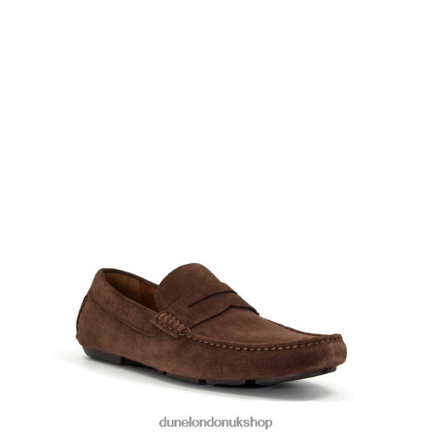 Square-Toe Suede Moccasin Loafers Men N4BBPB885 Dune London Bradlay Brown - Click Image to Close