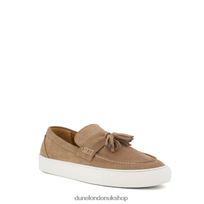 Tassel-Trim Casual Suede Loafers Men N4BBPB699 Dune London Beddow Taupe - Click Image to Close