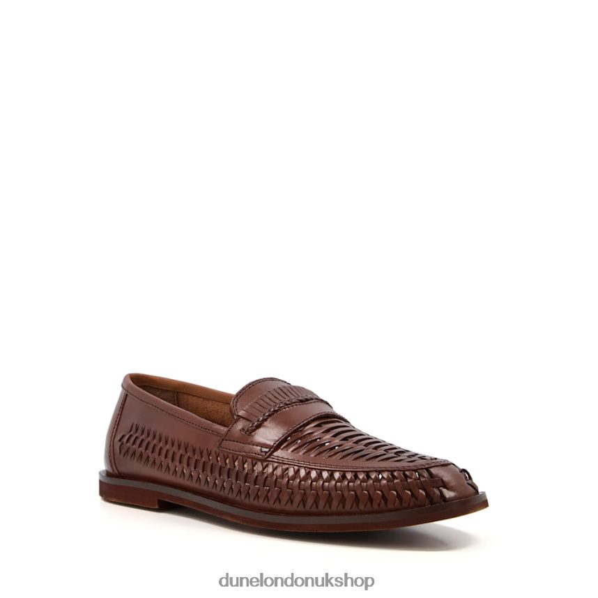 Wide Fit Woven Leather Loafers Men N4BBPB886 Dune London Brighton Roc Tan - Click Image to Close