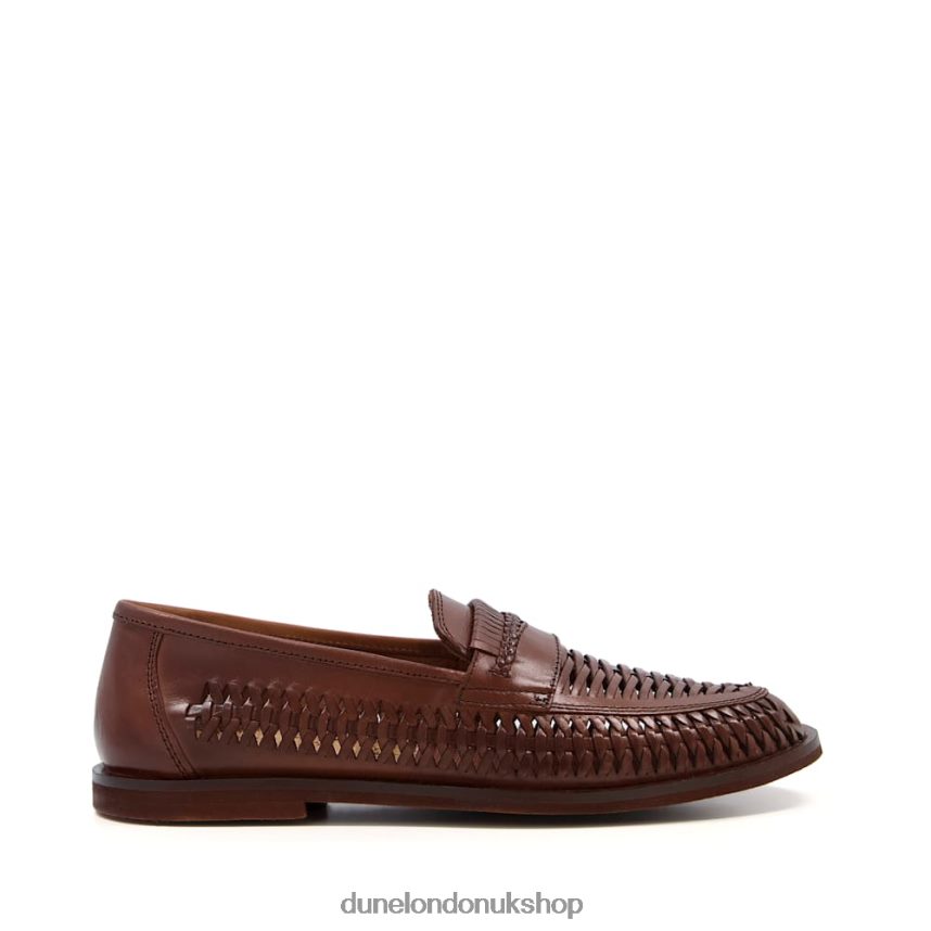 Wide Fit Woven Leather Loafers Men N4BBPB886 Dune London Brighton Roc Tan