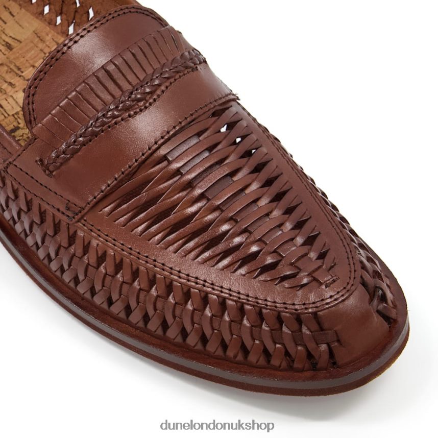 Wide Fit Woven Leather Loafers Men N4BBPB886 Dune London Brighton Roc Tan