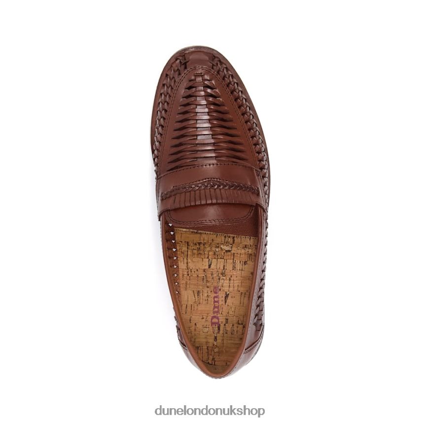 Wide Fit Woven Leather Loafers Men N4BBPB886 Dune London Brighton Roc Tan