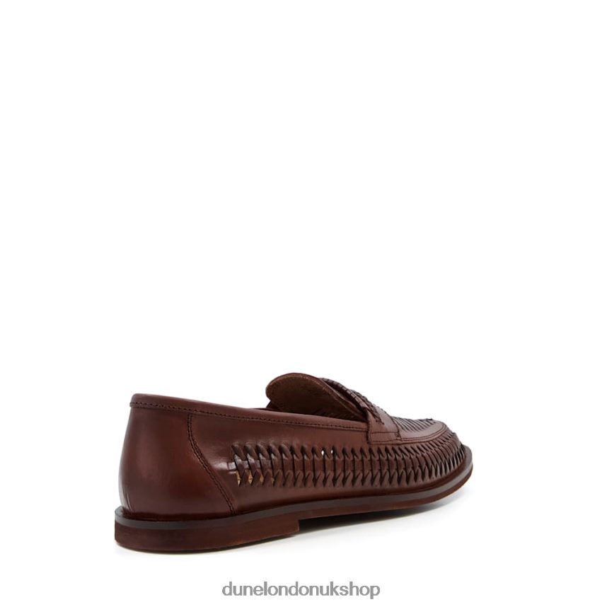 Wide Fit Woven Leather Loafers Men N4BBPB886 Dune London Brighton Roc Tan