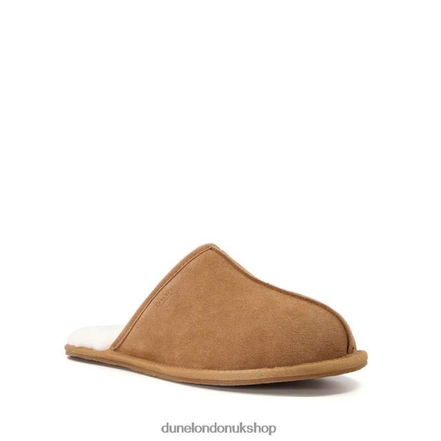 Closed-Toe Suede Slippers Men N4BBPB731 Dune London Forssee Tan - Click Image to Close