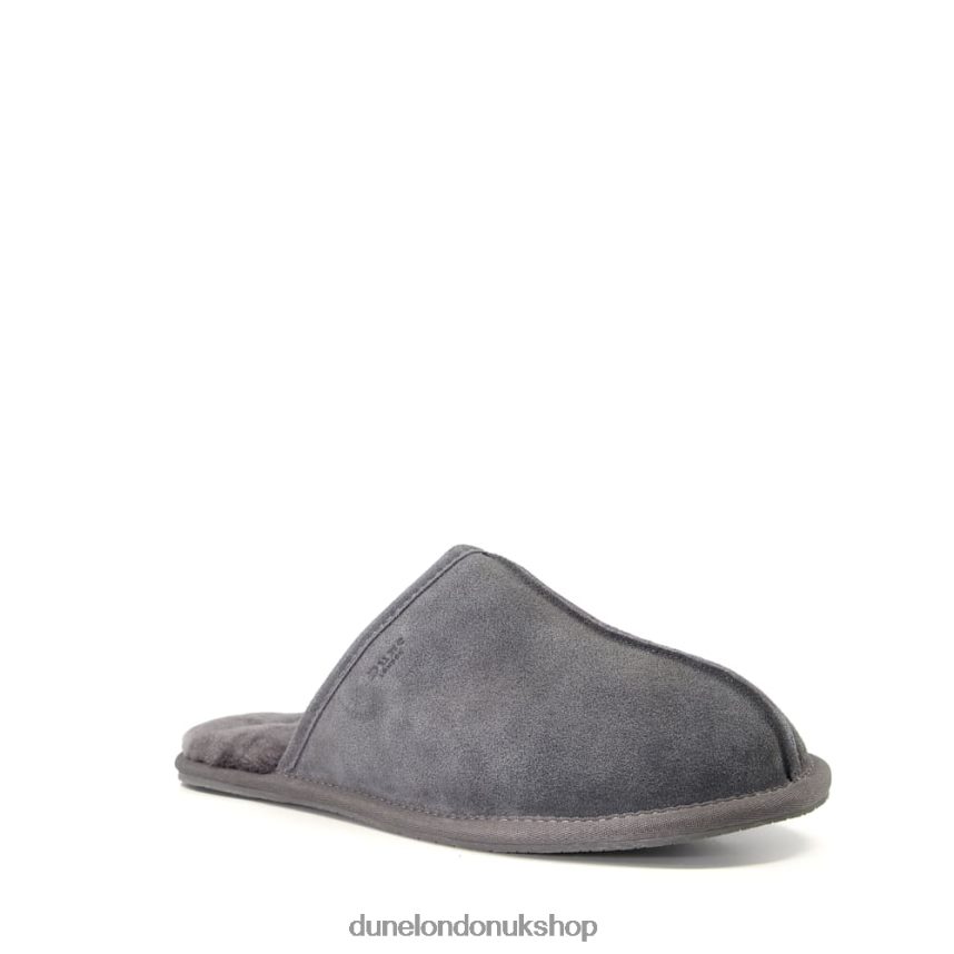 Closed-Toe Suede Slippers Men N4BBPB817 Dune London Forssee Grey - Click Image to Close