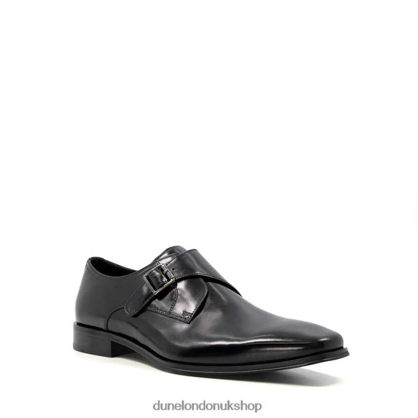 Leather Monk Shoes Men N4BBPB825 Dune London Stevie Black - Click Image to Close