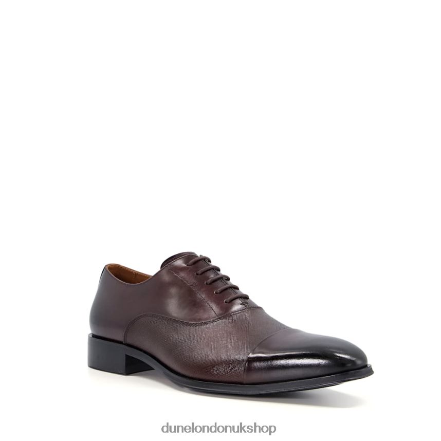 Saffiano Leather Oxford Shoes Men N4BBPB788 Dune London Sheet Dark Brown - Click Image to Close