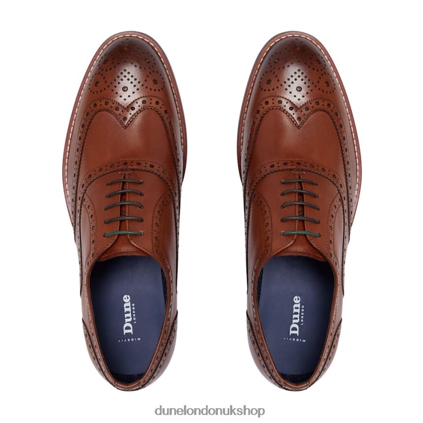 Wide Fit Smart Leather Brogue Shoes Men N4BBPB768 Dune London Pollodium Tan