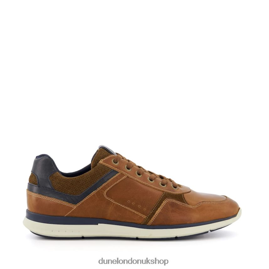 Leather Lace-Up Trainers Men N4BBPB705 Dune London Trended Tan