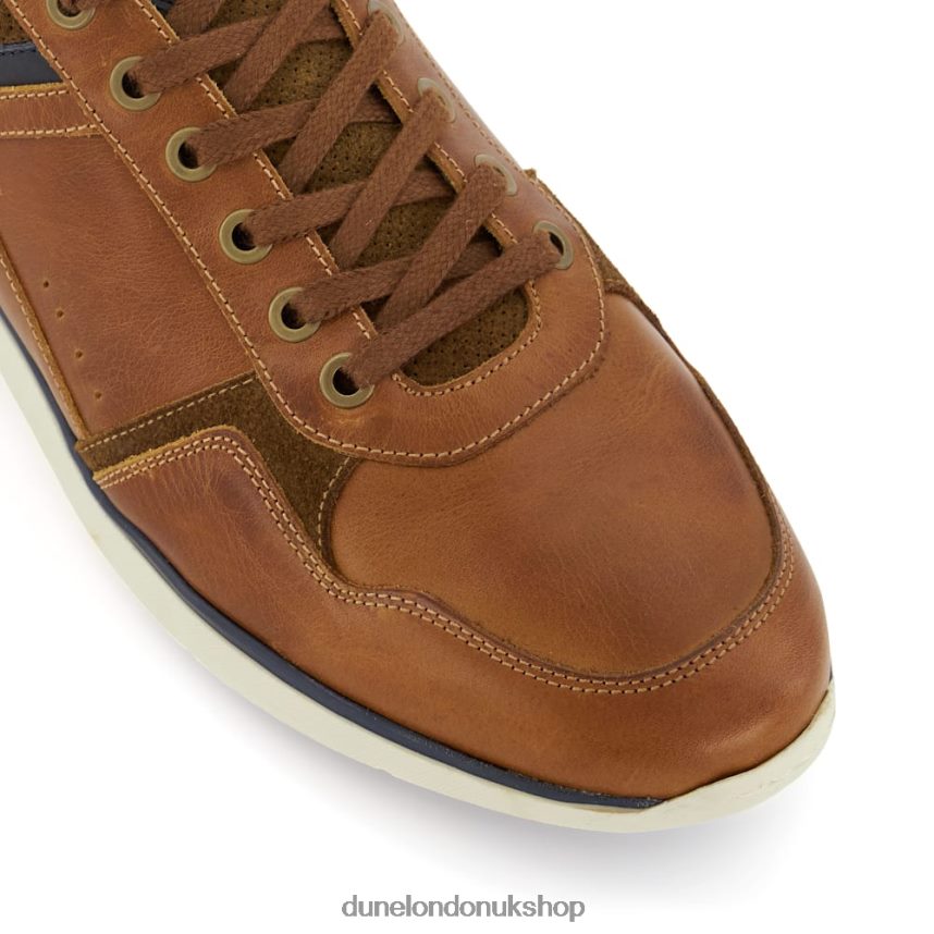 Leather Lace-Up Trainers Men N4BBPB705 Dune London Trended Tan