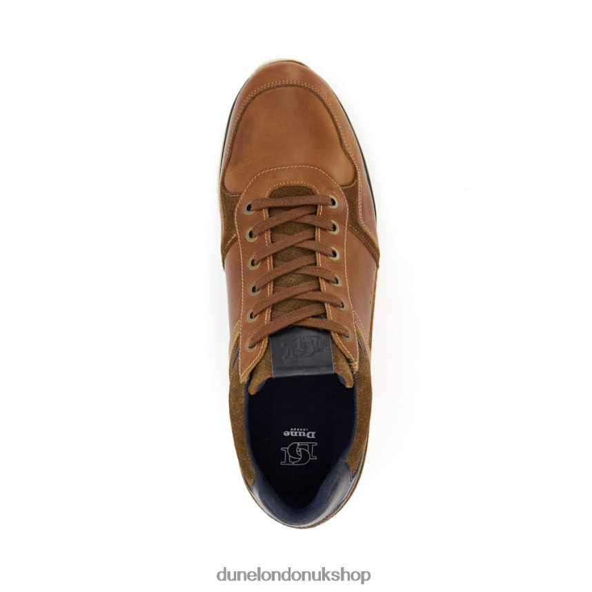 Leather Lace-Up Trainers Men N4BBPB705 Dune London Trended Tan