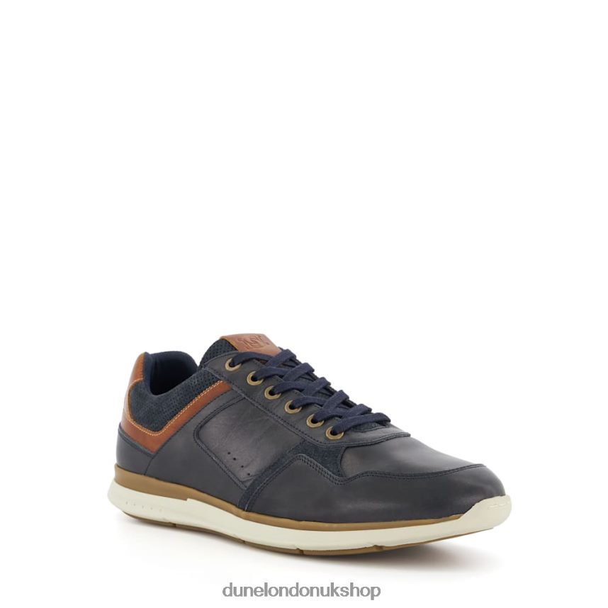 Leather Lace-Up Trainers Men N4BBPB706 Dune London Trended Navy