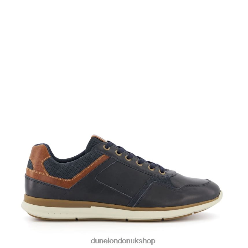 Leather Lace-Up Trainers Men N4BBPB706 Dune London Trended Navy