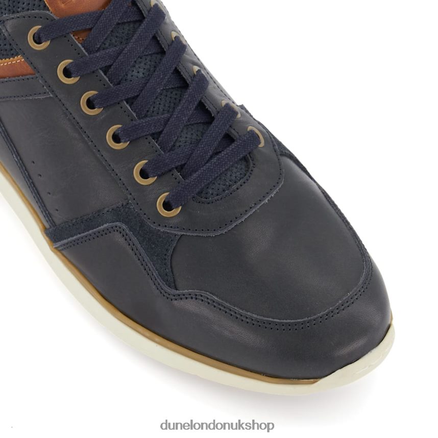 Leather Lace-Up Trainers Men N4BBPB706 Dune London Trended Navy