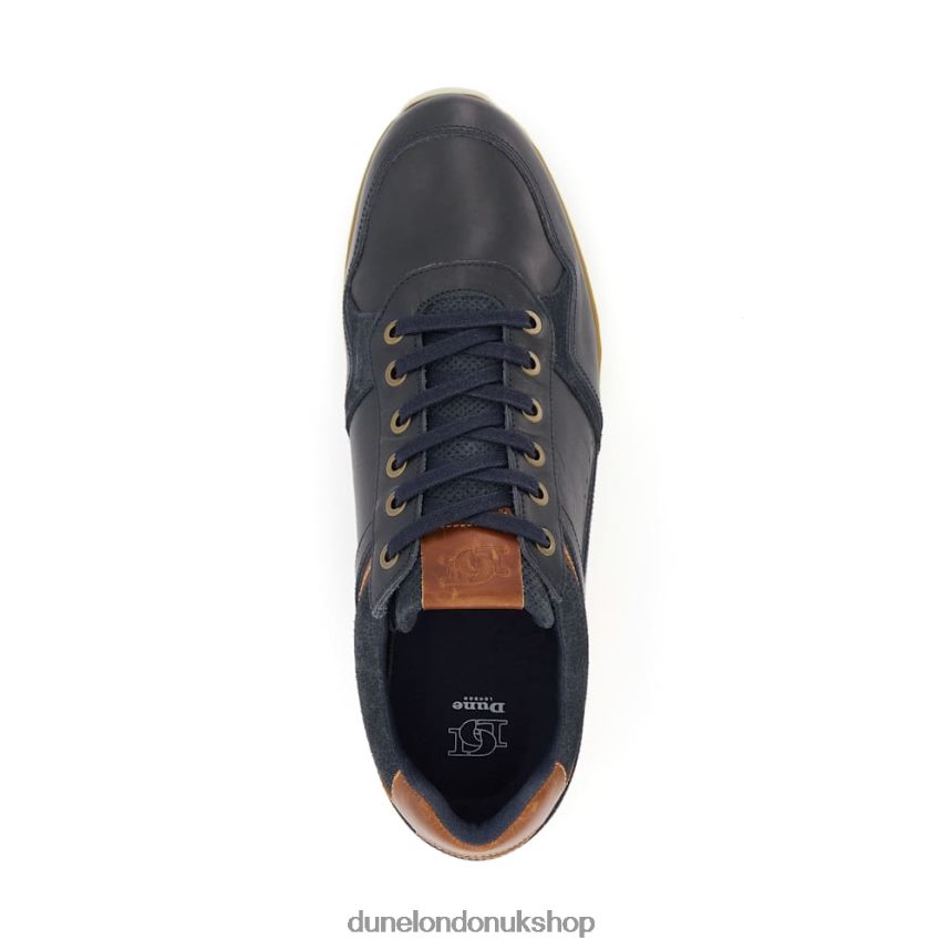 Leather Lace-Up Trainers Men N4BBPB706 Dune London Trended Navy