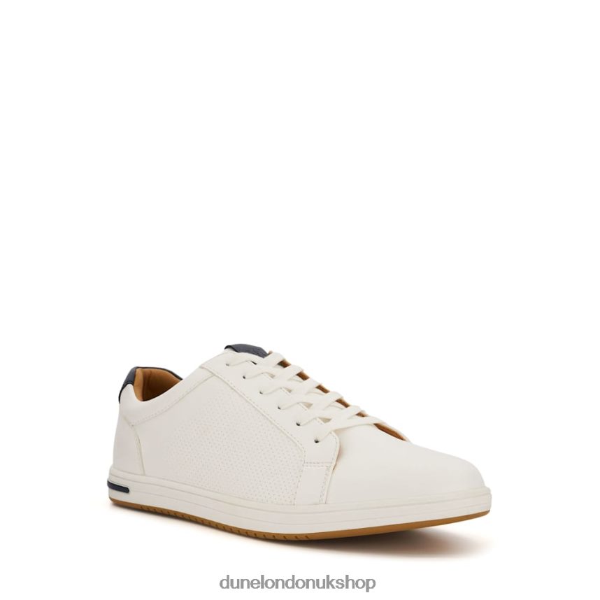 Perforated Lace-Up Trainers Men N4BBPB711 Dune London Tezzy White - Click Image to Close