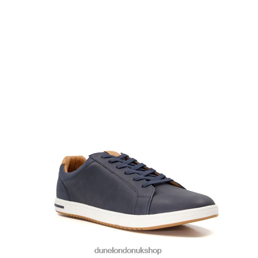 Perforated Lace-Up Trainers Men N4BBPB736 Dune London Tezzy Navy - Click Image to Close