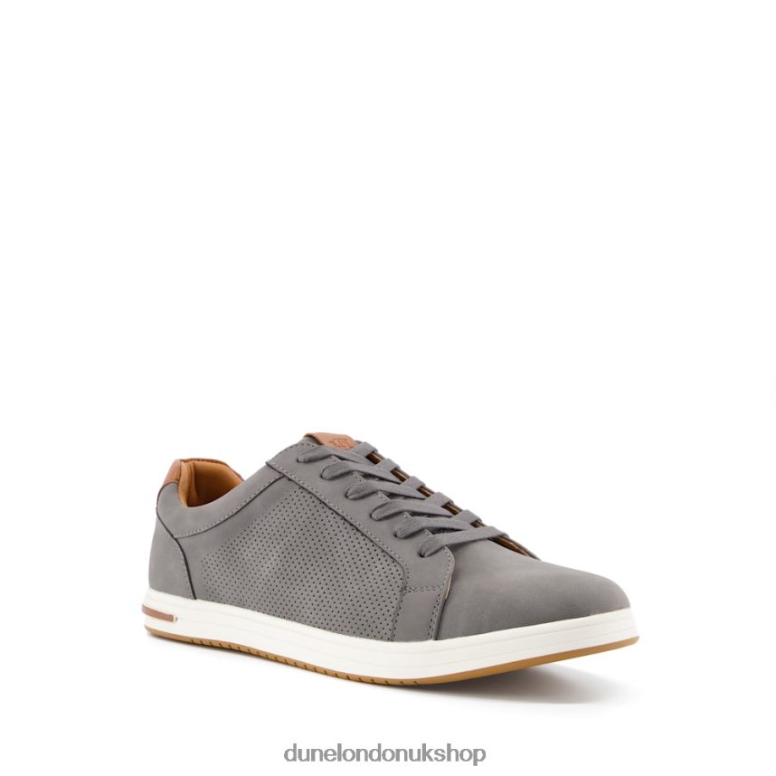 Perforated Lace-Up Trainers Men N4BBPB743 Dune London Tezzy Grey - Click Image to Close