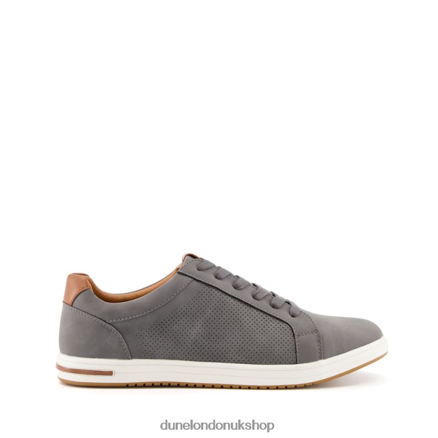 Perforated Lace-Up Trainers Men N4BBPB743 Dune London Tezzy Grey