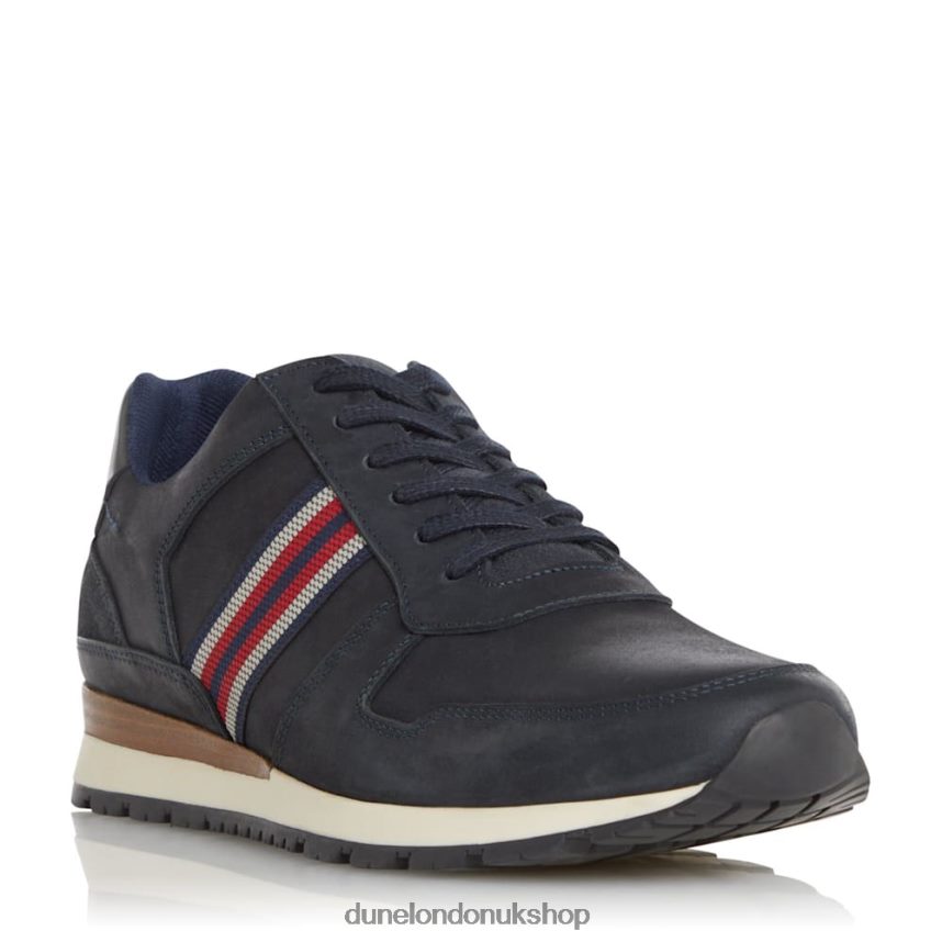 Side-Stripe Lace-Up Runner Trainers Men N4BBPB828 Dune London Truro Navy - Click Image to Close