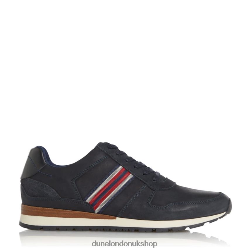 Side-Stripe Lace-Up Runner Trainers Men N4BBPB828 Dune London Truro Navy