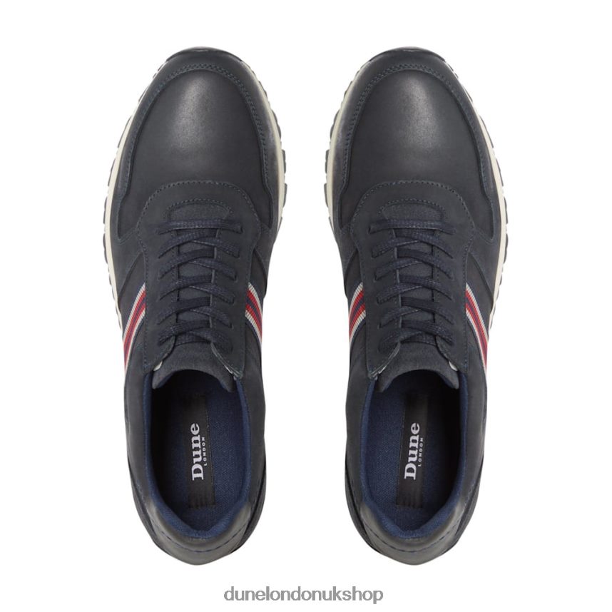 Side-Stripe Lace-Up Runner Trainers Men N4BBPB828 Dune London Truro Navy