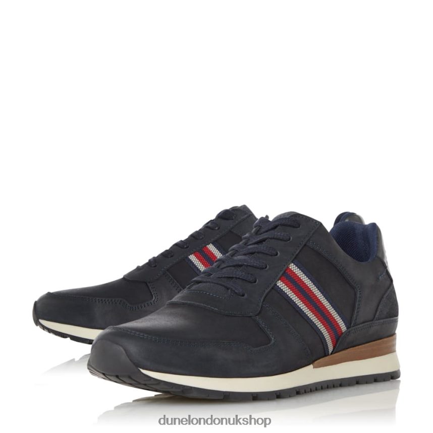 Side-Stripe Lace-Up Runner Trainers Men N4BBPB828 Dune London Truro Navy