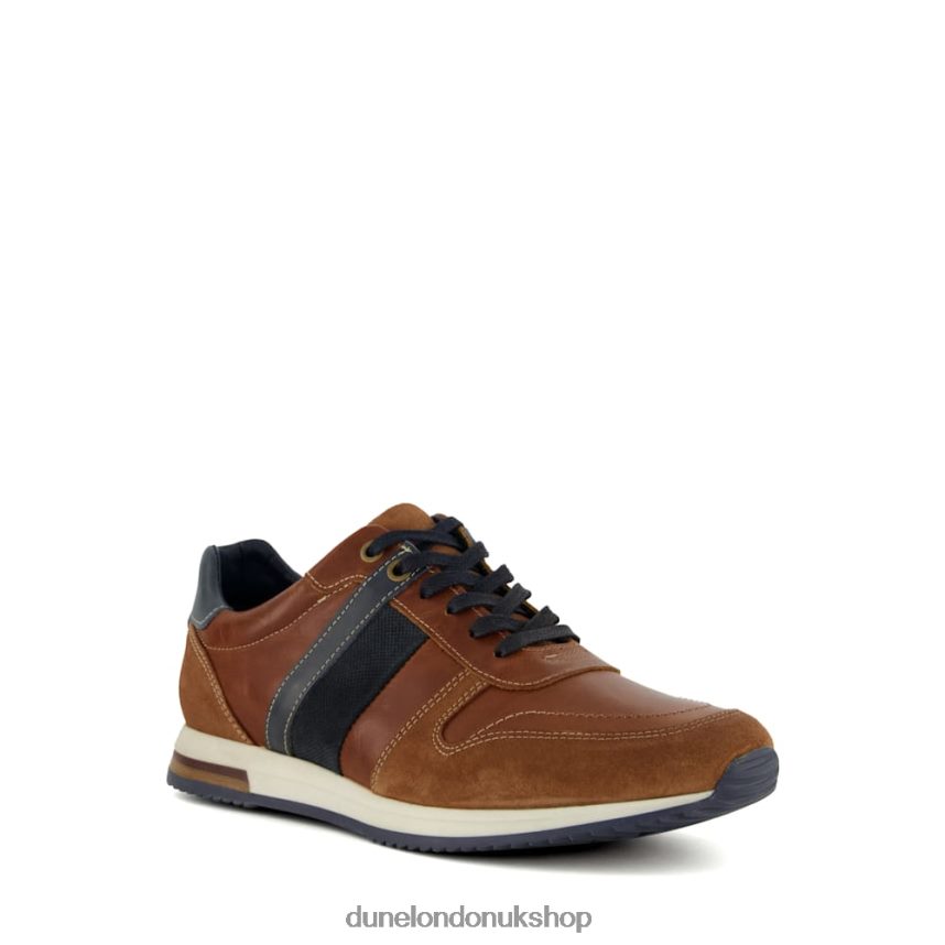 Stripe-Detail Leather-And-Suede Runner Trainers Men N4BBPB884 Dune London Tibbin Tan