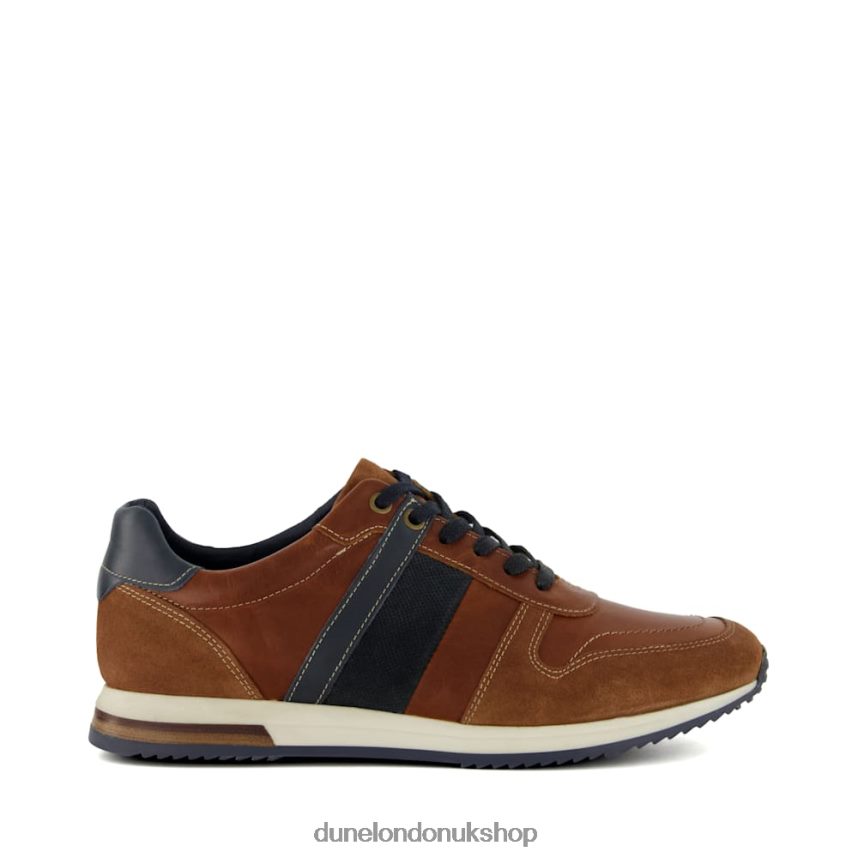 Stripe-Detail Leather-And-Suede Runner Trainers Men N4BBPB884 Dune London Tibbin Tan