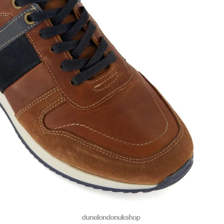 Stripe-Detail Leather-And-Suede Runner Trainers Men N4BBPB884 Dune London Tibbin Tan