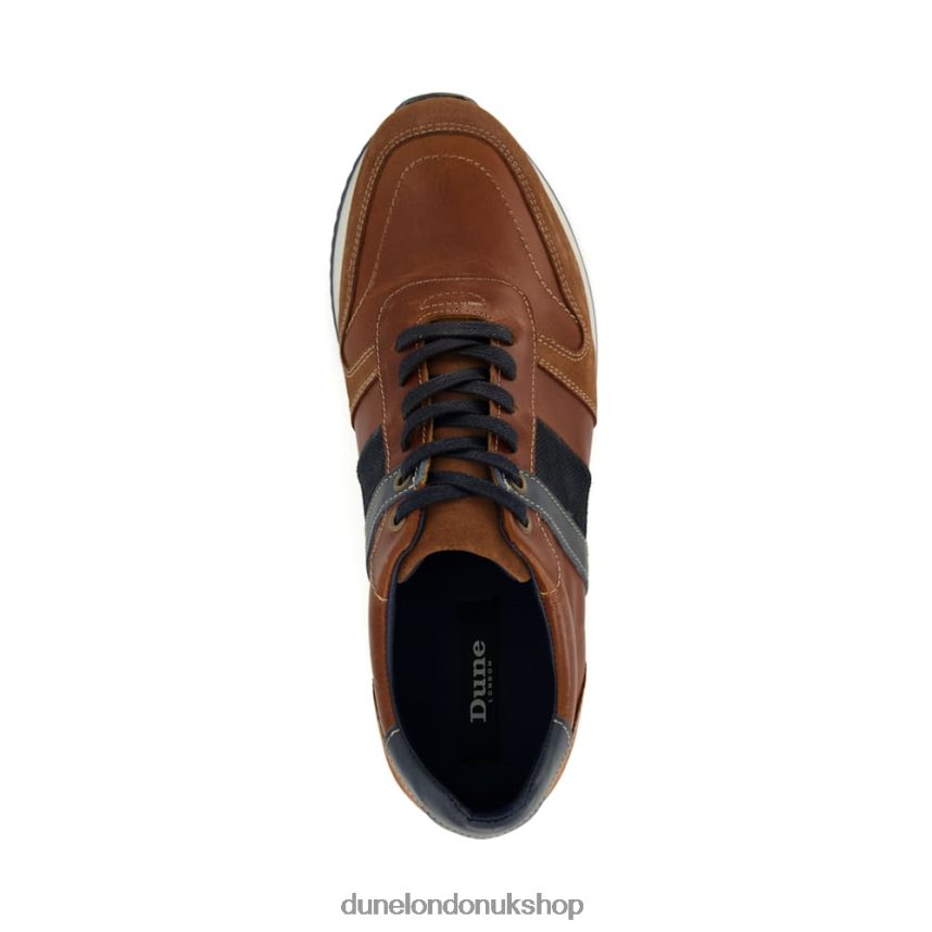 Stripe-Detail Leather-And-Suede Runner Trainers Men N4BBPB884 Dune London Tibbin Tan