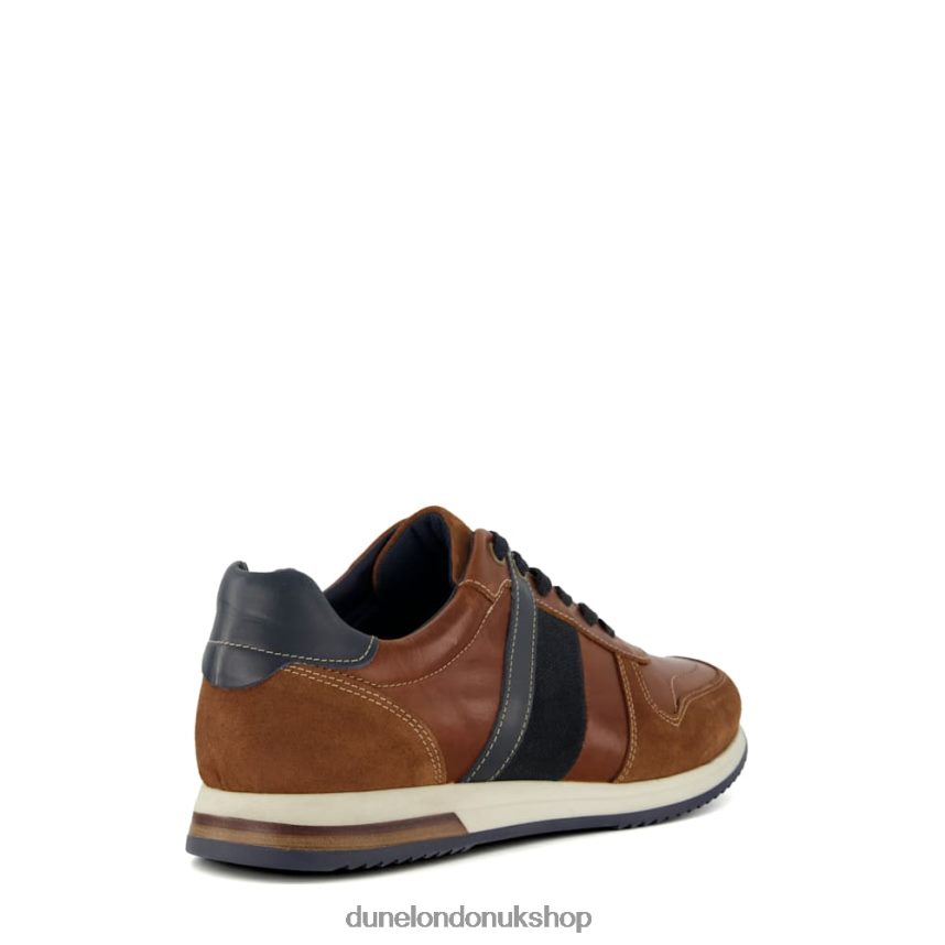 Stripe-Detail Leather-And-Suede Runner Trainers Men N4BBPB884 Dune London Tibbin Tan