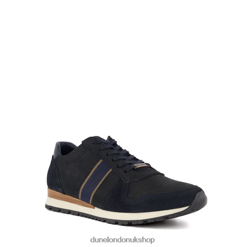 Stripe-Detail Nubuck Trainers Men N4BBPB709 Dune London Treck Navy - Click Image to Close