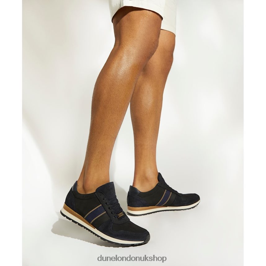 Stripe-Detail Nubuck Trainers Men N4BBPB709 Dune London Treck Navy