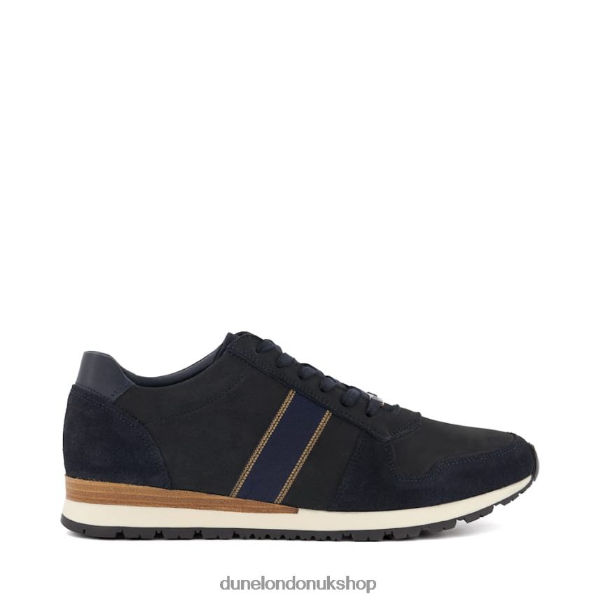 Stripe-Detail Nubuck Trainers Men N4BBPB709 Dune London Treck Navy