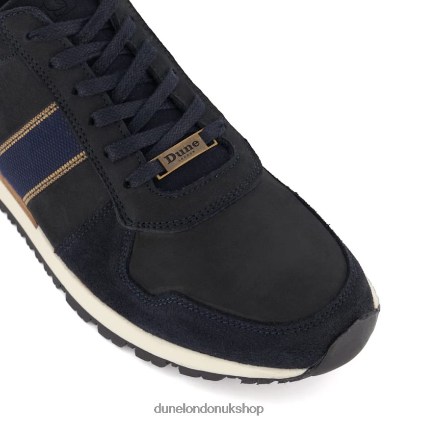 Stripe-Detail Nubuck Trainers Men N4BBPB709 Dune London Treck Navy