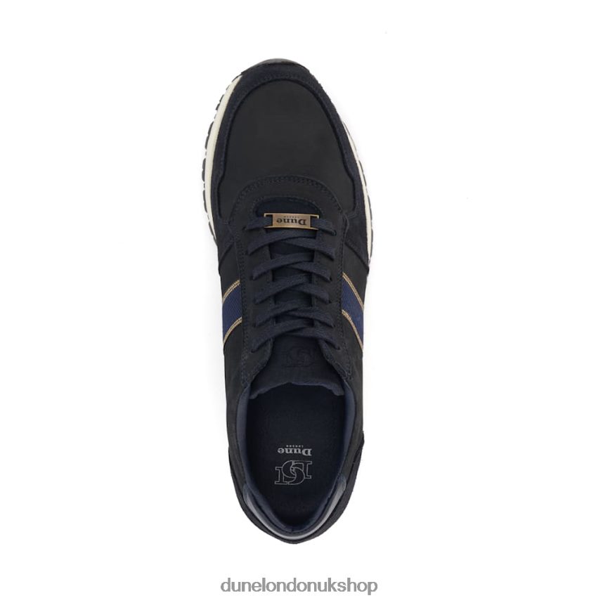 Stripe-Detail Nubuck Trainers Men N4BBPB709 Dune London Treck Navy